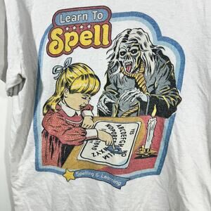 Womens Learn to Spell T Shirt Funny Witch Casting Joke Ouija Board Tee M